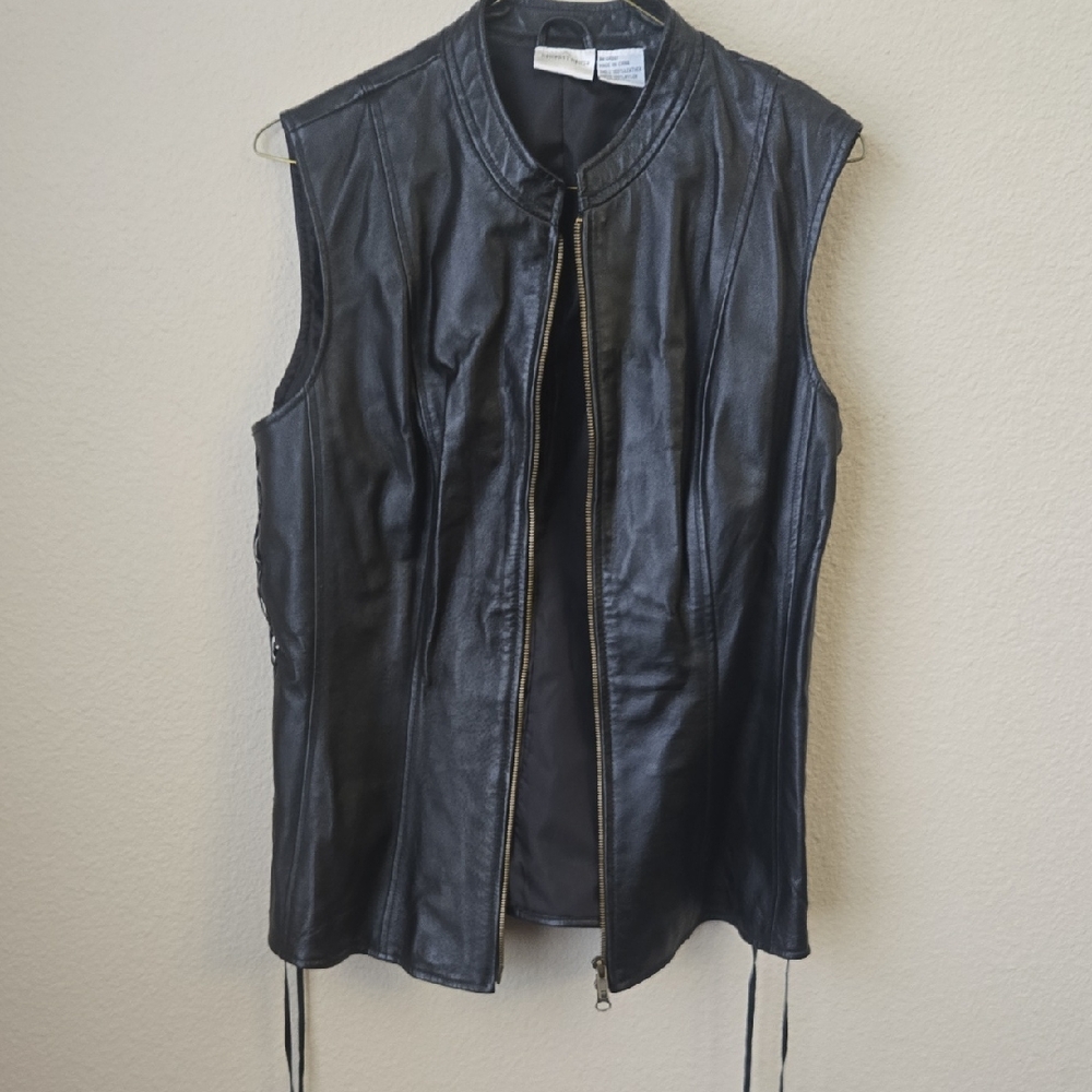 Newport News Black Leather Vest